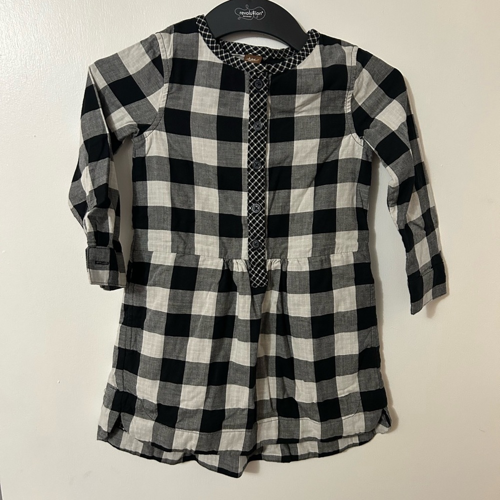 Tea Collection Black and White Plaid Kids Shirt Dress